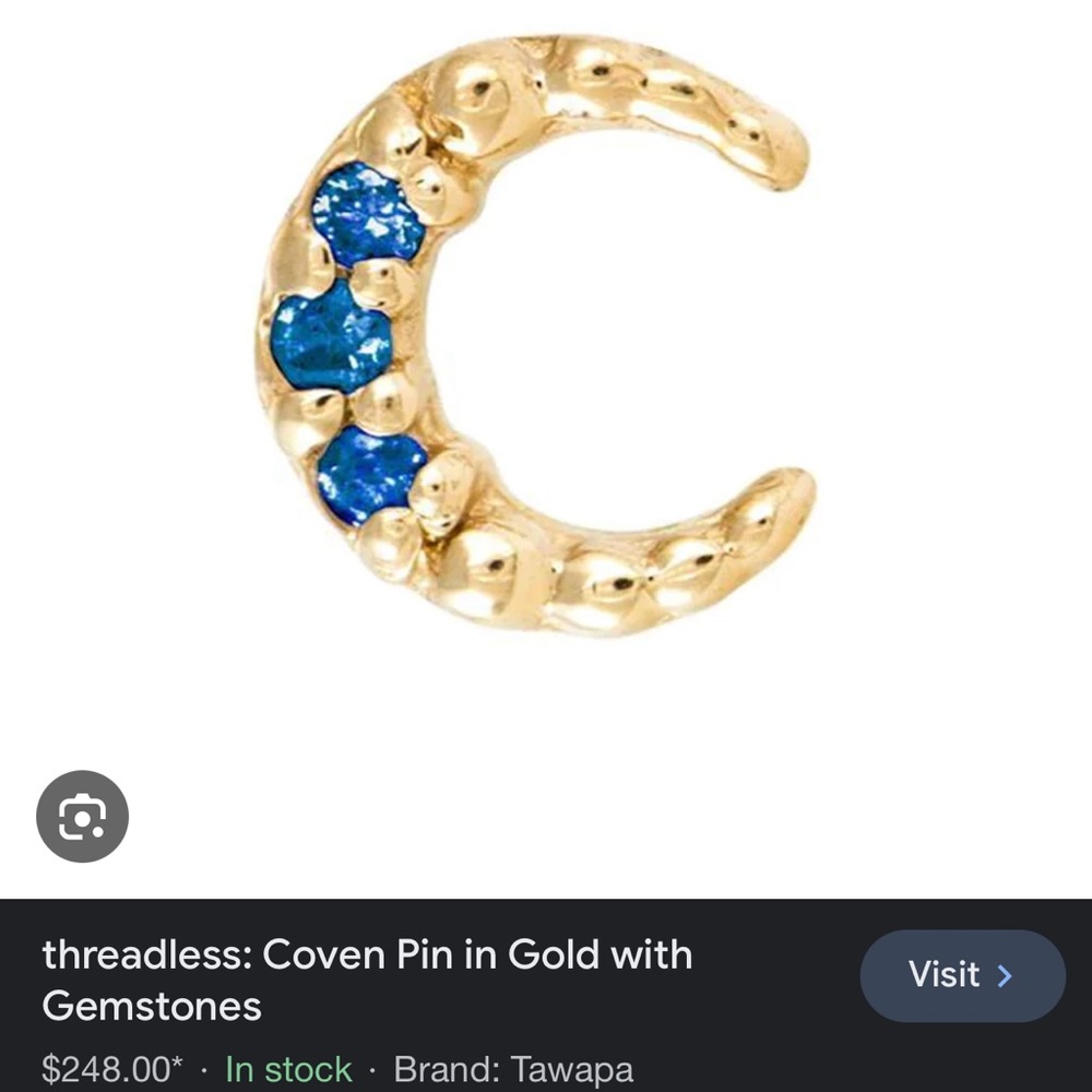 ·
Brand: Tawapa
Threadless 14K rose Gold End,  Coven Pin